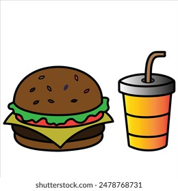 Hamburguesa con ajedrez y Vector de café