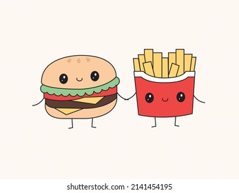 Burger And Chips Clipart Design