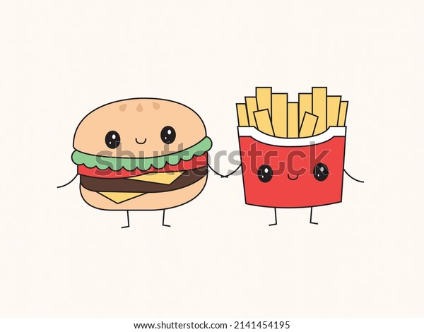 Burger Chips Clipart Design Stock Vector (Royalty Free) 2141454195 ...