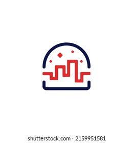 Hamburguesa con el logotipo de la ciudad vector. Logotipo de hamburguesa urbana. 