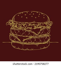 Burger clipart, print ready vector file