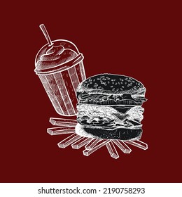 Burger clipart, archivo vectorial listo para imprimir