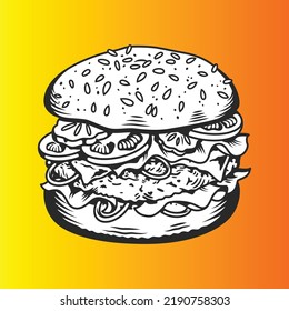 Burger clipart, print ready vector file