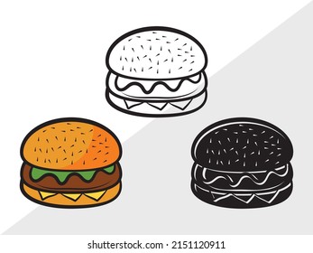 Burger Clipart Printable Vector Illustration