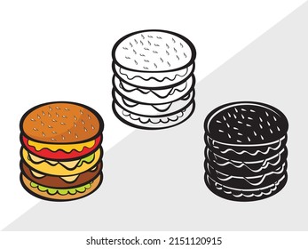 Burger Clipart Printable Vector Illustration
