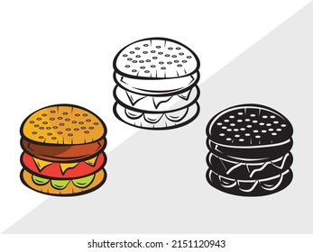 Burger Clipart Printable Vector Illustration