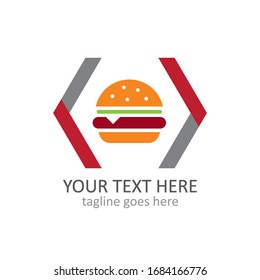 Burger coder vector logo template
