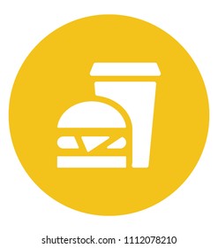 Burger and Coke Flat Colored Icon