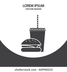 Burger and cola icon on the background