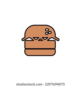 Burger color fill icon, hamburger vector illustration logo template in trendy style. Editable graphic resources for many purposes.