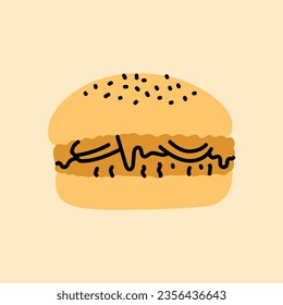 Burger color icon. Frozen food concept. Vector isolated element.