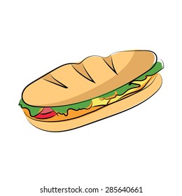 Burger Colored Sketchy Vector Icon