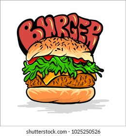 burger colorful sketch vector illustration