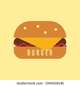 Burger colorful vector poster flat vector illustration fast food logo