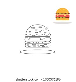 burger coloring book pages, vector and illustrator