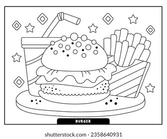 Burger coloring pages for kids