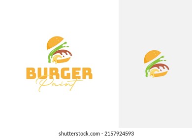 burger combined with paint logo design
