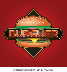 logotipo comercial de hamburguesa en Vector