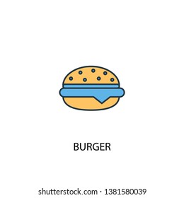 burger concept 2 colored line icon. Simple yellow and blue element illustration. burger concept outline symbol design