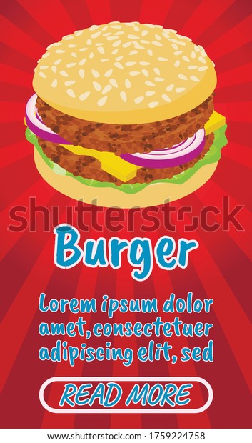 Burger Concept Banner Isometric Banner Burger Stock Vector Royalty Free 1759224758 7923