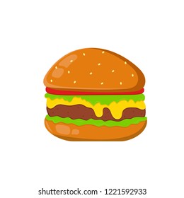 Burger concept vector cartoon flat and doodle illustration.