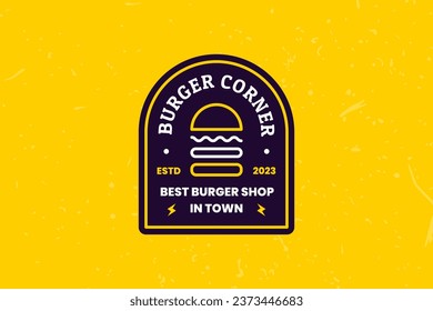 Burger Corner Badge Logo Design Template in Vintage or Retro Style