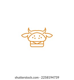 burger cow ,logo,icon,vector,illustration,line art simple and modern
