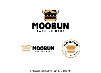 burger with cow shape logo design for food and restaurant business