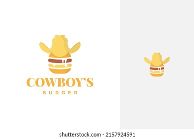 burger and cowboy hat, cowboy burger logo design