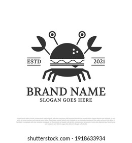 Idea de diseño del logo de Burger Crab, mejor para comida rápida plantilla de marca de logotipo