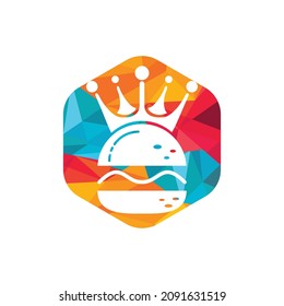 Burger with crown icon logo concept.	