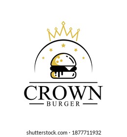 burger crown restaurant logo concept