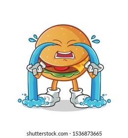 burger cry cartoon vector mascot illustration
