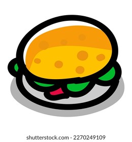 burger cute icon food cartoon illustration