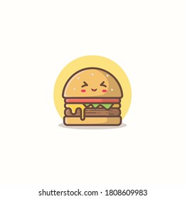 Burger cute, junk food cute illustration, icon graphic junk food, sign for web design, mobile design, editable with eps file