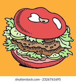 hamburguesa con lechuga y tomate