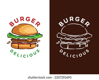 burger delicious illustration logo design	
