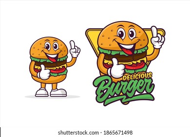 Burger delicious mascot design logo