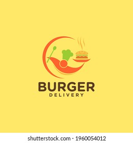 burger delivery service logo restaurant, cafe or fast food company icon design template