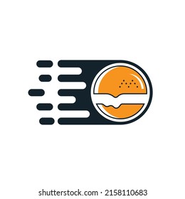 Burger delivery service vector logo design template. Fast burger logo concept.	