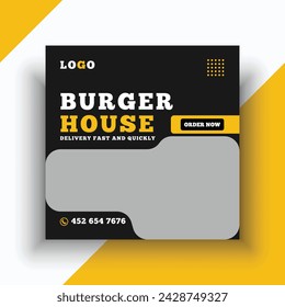 Burger delivery social media banner template
