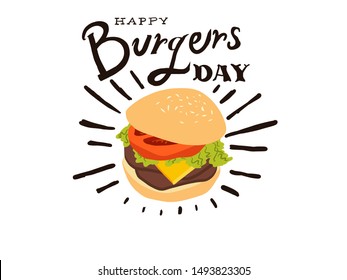 Burger Design Concept Illustration Vector Art, Hamburger Day, Burgers Day