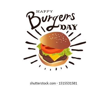 Burger design concept illustration vector art, realistic, Hamburger Day, Burgers Day