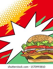 Burger design illustration. Use for poster, flyer, banner, advertising and marketing product