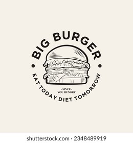 Burger design logo, burger illustration logo, burger vector