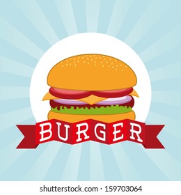 burger design over blue background vector illustration