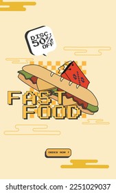 burger design poster, banner vintage style