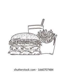 Burger design of vector. Doodle illustration style.