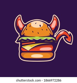 Burger Devil Mascot Illustration Vector