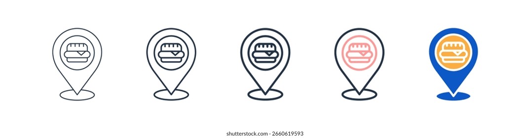 Burger diferentes iconos de estilo conjunto de Ilustración vectorial.